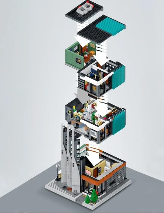 General Jim's Downtown Office Building 3 Story 3828 Piece Streetview City Modular Building Block Brick Model or Playset with Accessories for Teens or Adults - Image 2