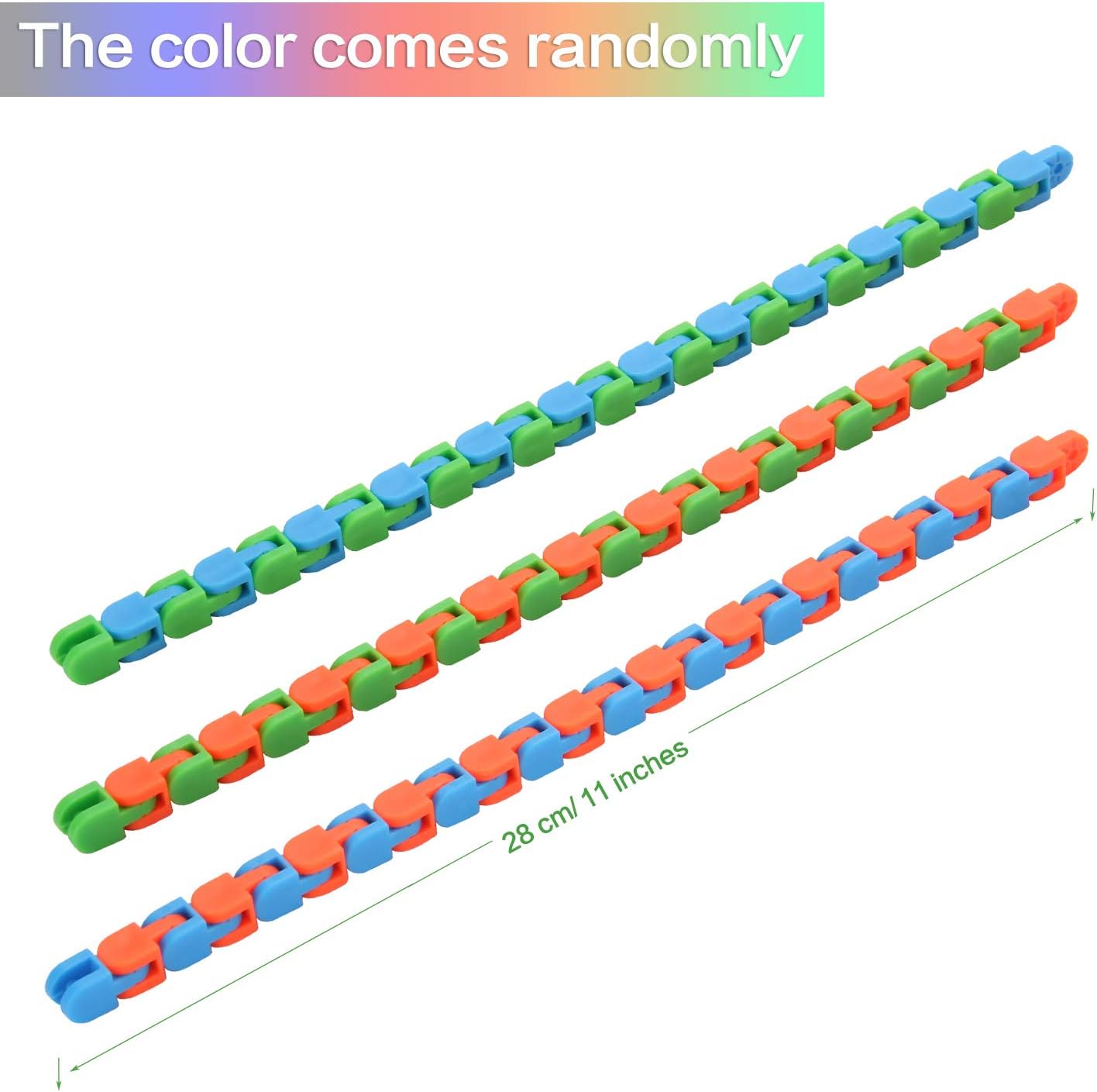 6 Pack 24 Links Snap and Click Fidget Toys, Finger Sensory Toys, Snake Puzzles for Stress Relief, Party Bag Fillers, Party Favours, Random Color - Image 2