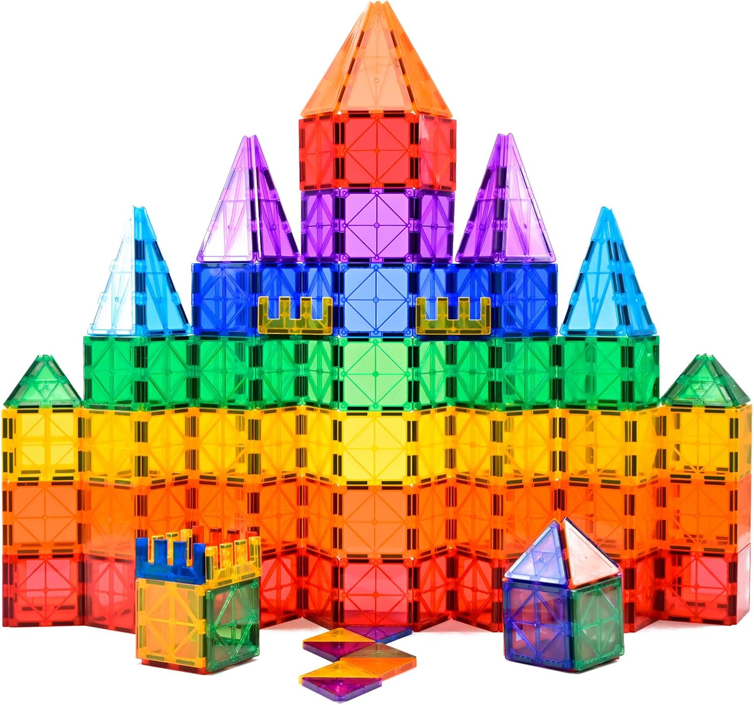 Magnetic Tiles Building Blocks, Magnet Toys for Kids, Approved Educational Toys,3D Magnet Puzzles Stacking Blocks for Boys Girls,63 PCS Classic Set