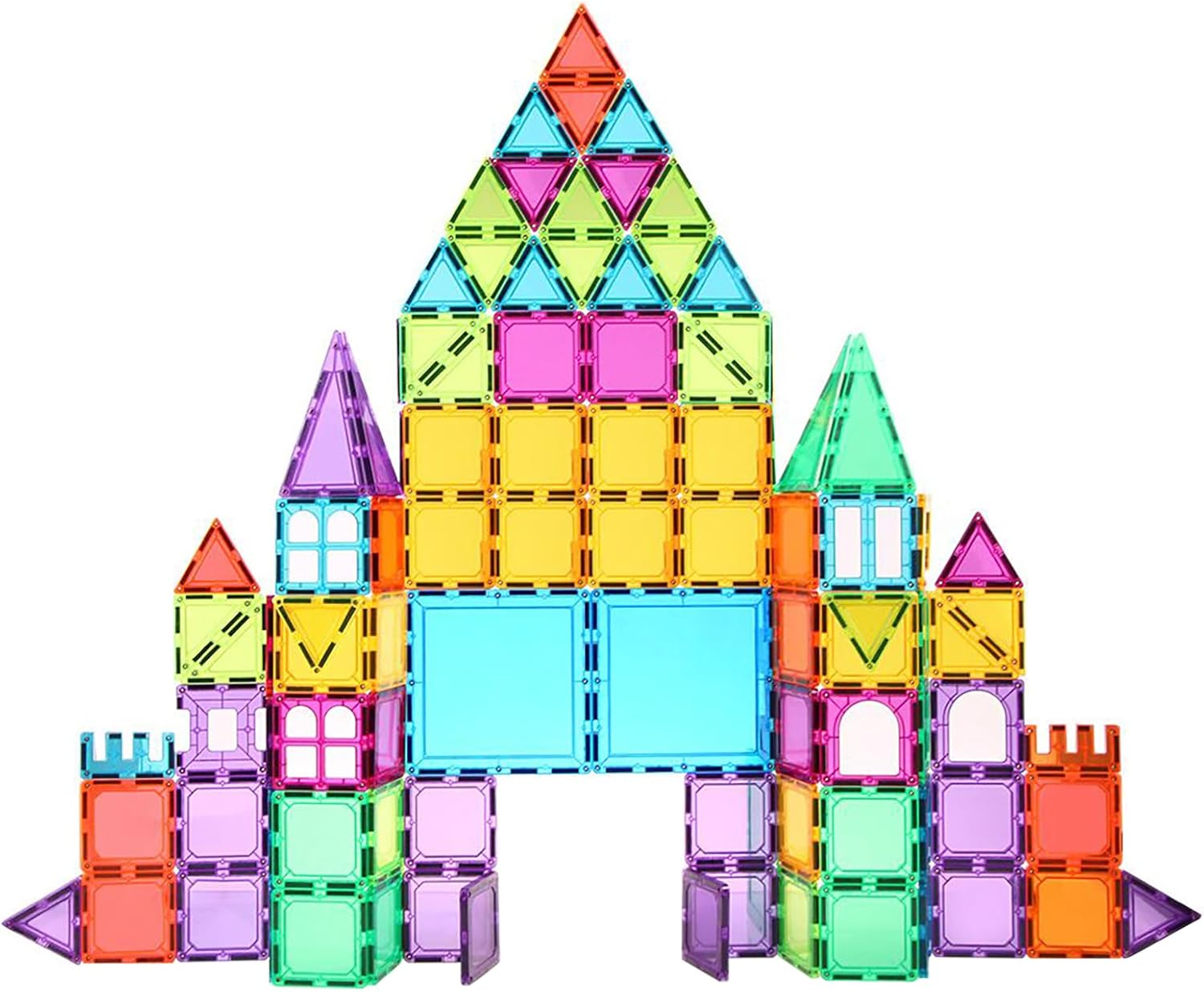 Magnetic Tiles, 120 PCS Magnetic Building Blocks, 3D Magnet Tiles for Kids Boys Girls, Construction Building Set, Stacking Toys with 2 Car