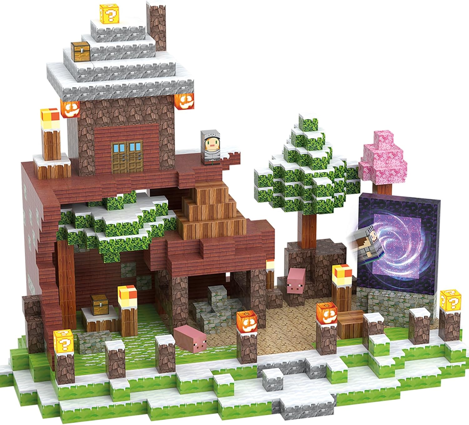 Magnetic Blocks, Magnetic Building Blocks Construction Toys Montessori Sensory Toys, Magnet Cubes with Light Blocks, Stacking Toy Christmas Birthday Gifts for Kids Boys Girls Age 3-4 4-8 8-12