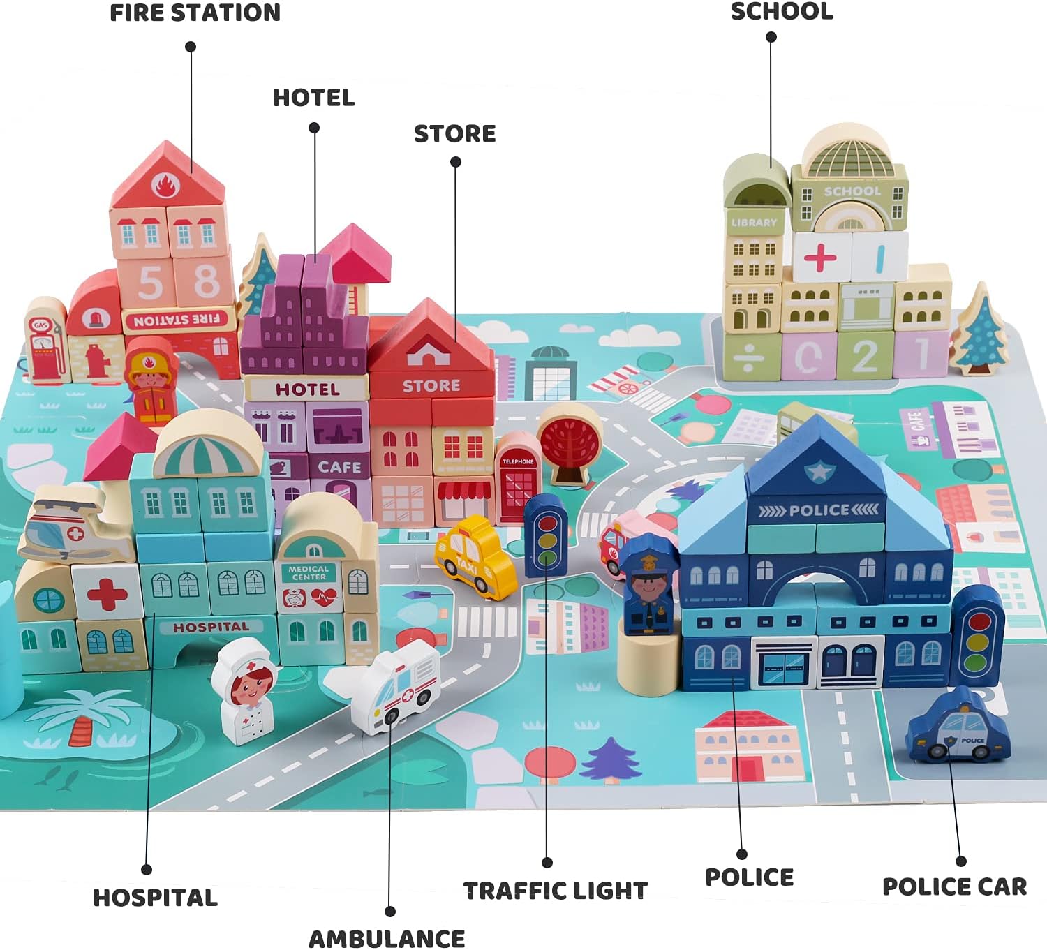 Wooden Building Blocks for Toddlers, Kids City Construction Stacking Creative Toys, Preschool Learning Education Block for Boys Girls Ages 2 3 4 5 (120 pcs) - Image 2