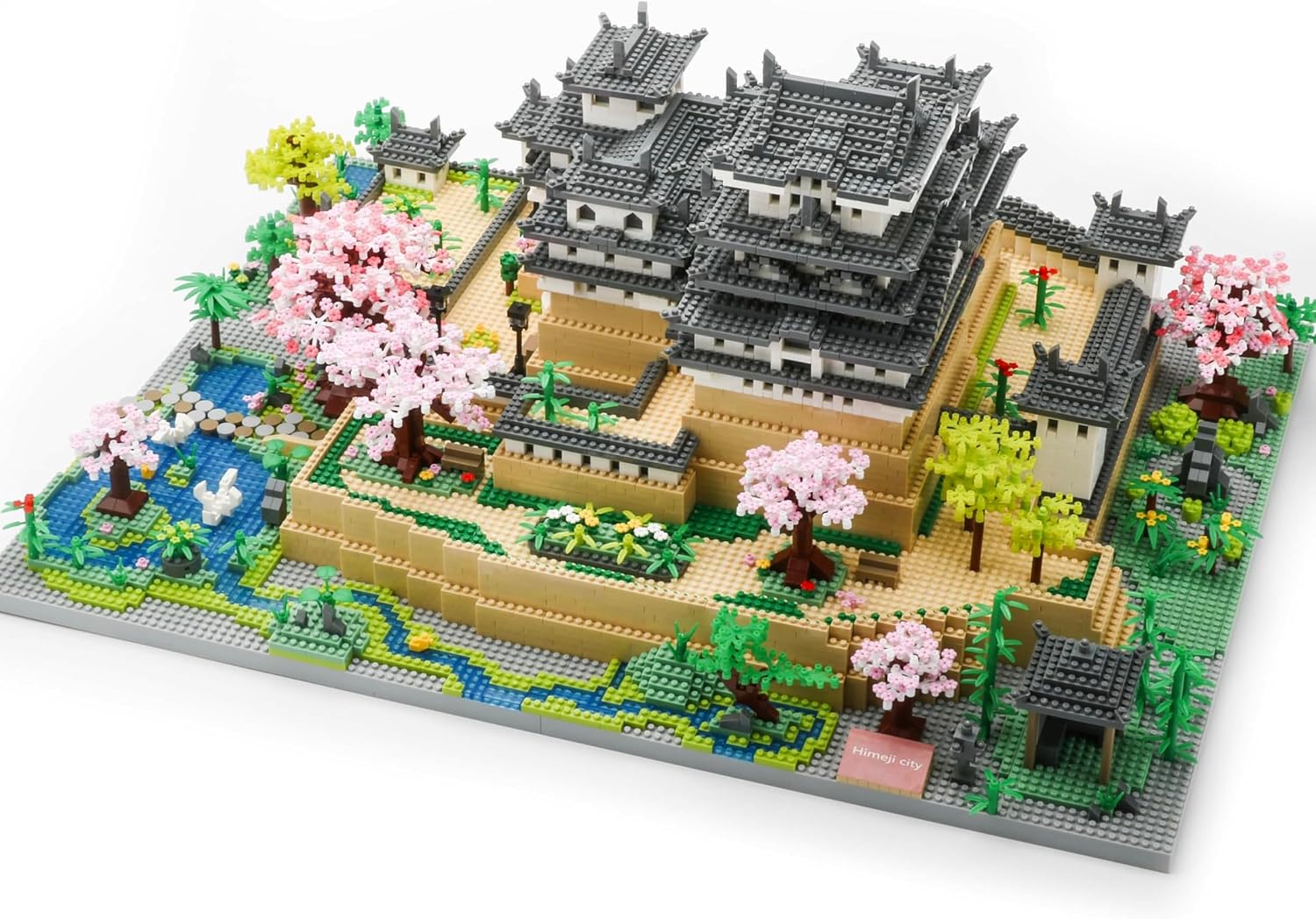 Japanese Micro Mini Building Blocks Sets for Adults Japan Himeji Castle with Cherry Blossoms Model Kit Architecture Landmarks Collection 10080 PCS, Collectible Toy Present