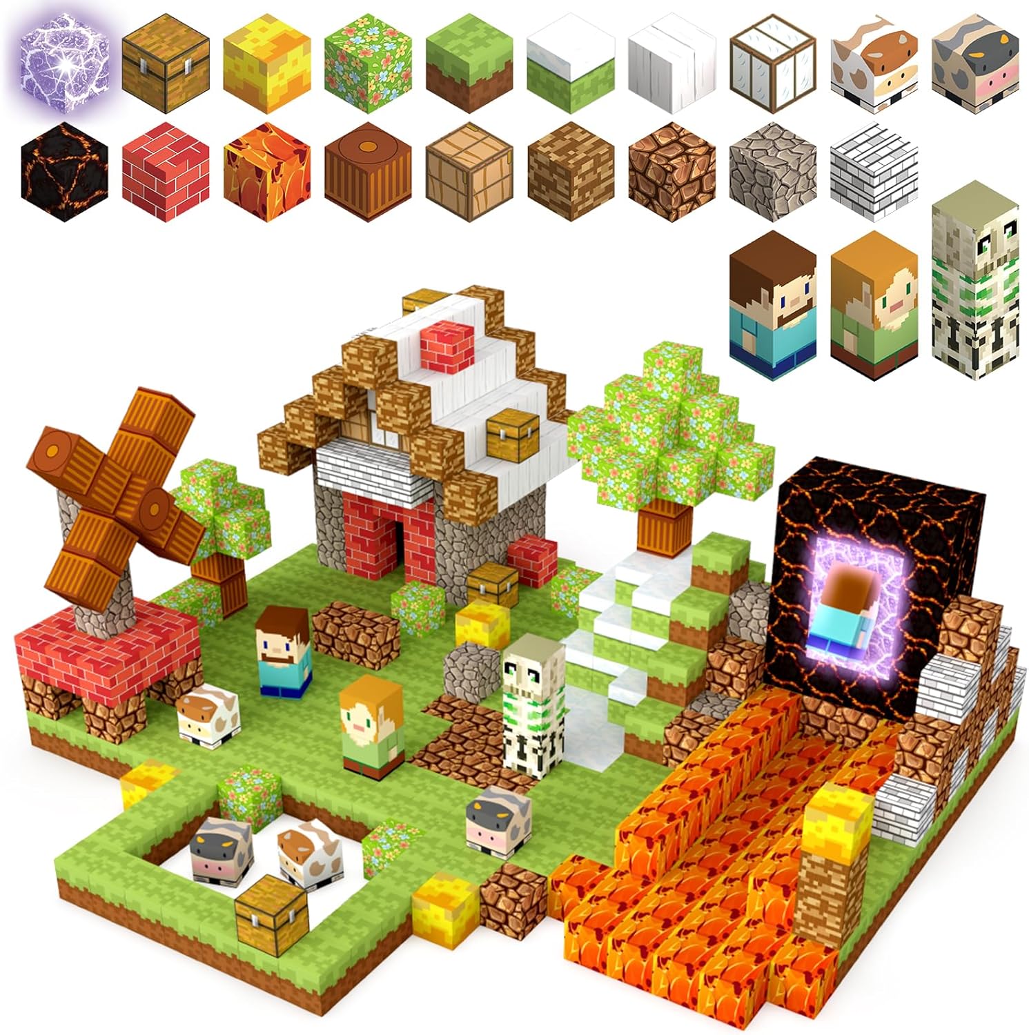 Magnetic Blocks Building Toys Set, Light Up Magnet Cubes for Boys Girls Ages 3+, Magnetic Building Blocks Kit Sensory Educational Construction Toys