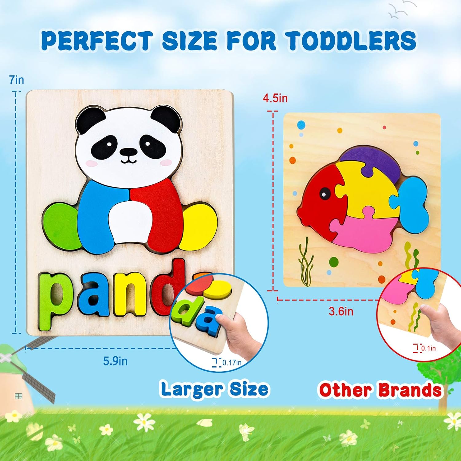 Toddler Puzzles,Wooden Puzzles for Todder 1 2 3 Years Old Boys Girls Eco Friendly Wooden Toys Educational Preschool Gift for Kids(6 Pack) - Image 2