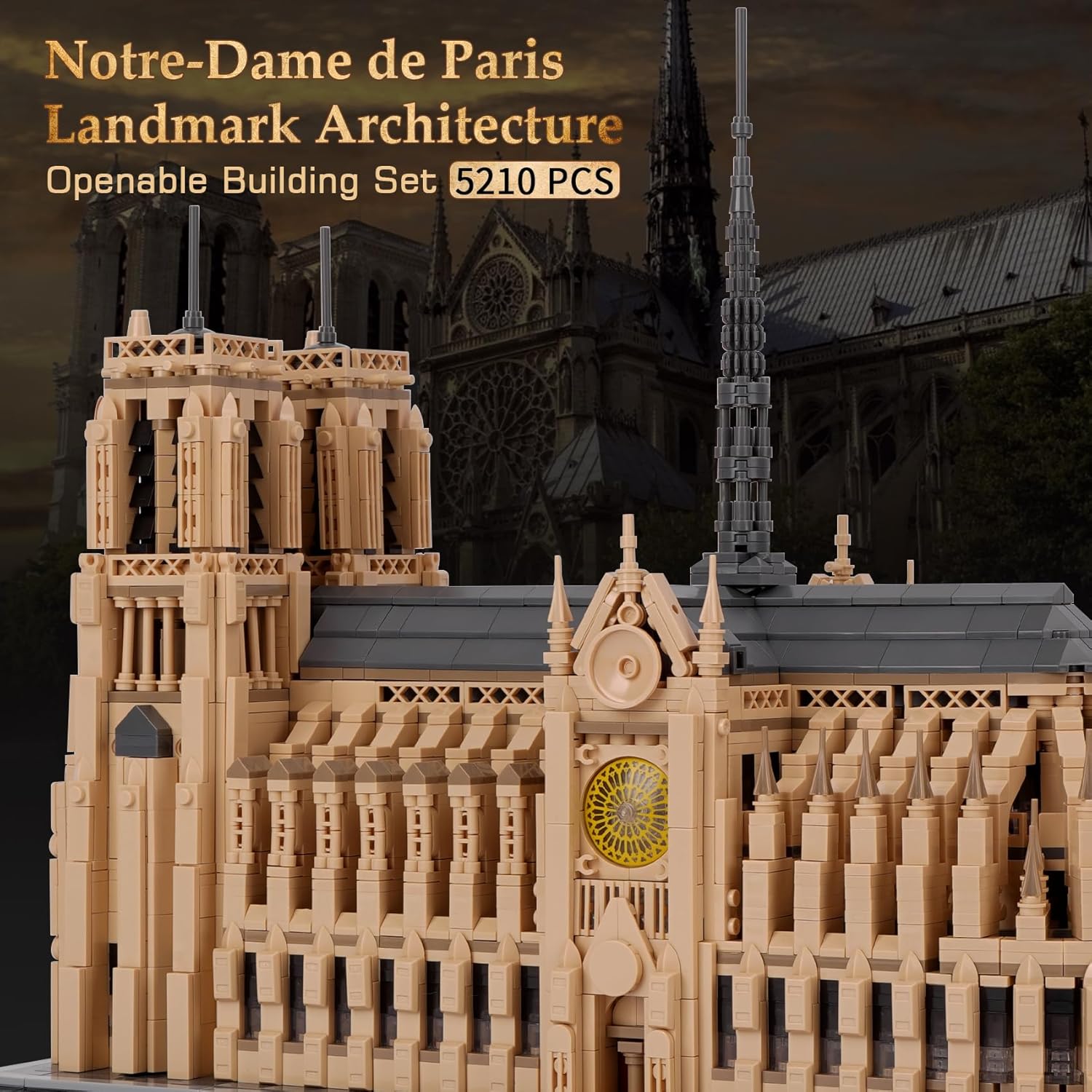 Architecture Notre-Dame de Paris Model Building Block Set, Openable Architecture Model Micro Building Kit Collection Building Toy - Image 2